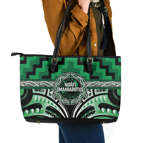 Aotearoa Ngati Maniapoto Leather Tote Bag Maori Iwi Poutama Puhoro Tattoo