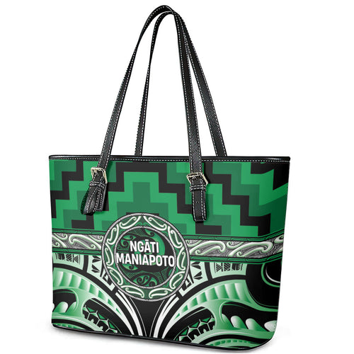 Aotearoa Ngati Maniapoto Leather Tote Bag Maori Iwi Poutama Puhoro Tattoo