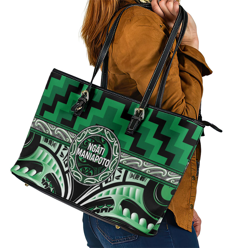 Aotearoa Ngati Maniapoto Leather Tote Bag Maori Iwi Poutama Puhoro Tattoo