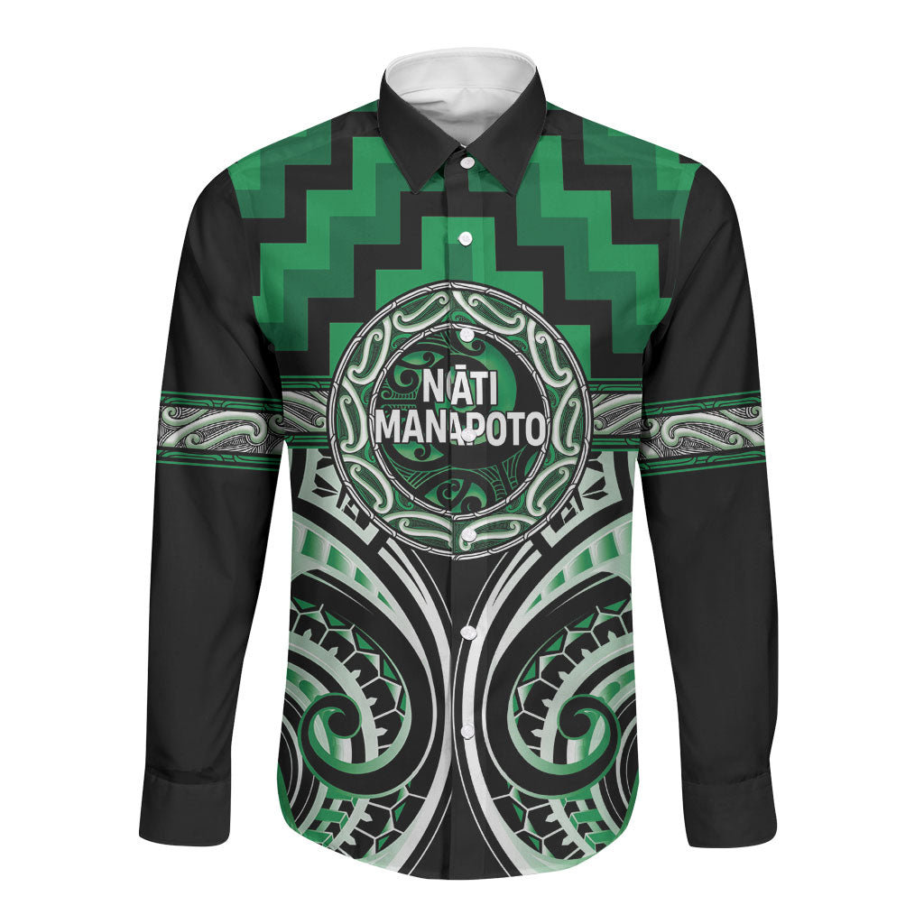 Aotearoa Ngati Maniapoto Personalised Long Sleeve Button Shirt Maori Iwi Poutama Puhoro Tattoo