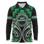 Aotearoa Ngati Maniapoto Personalised Long Sleeve Polo Shirt Maori Iwi Poutama Puhoro Tattoo