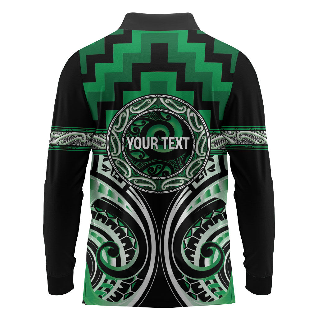 Aotearoa Ngati Maniapoto Personalised Long Sleeve Polo Shirt Maori Iwi Poutama Puhoro Tattoo