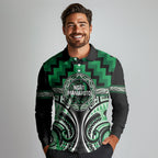 Aotearoa Ngati Maniapoto Personalised Long Sleeve Polo Shirt Maori Iwi Poutama Puhoro Tattoo