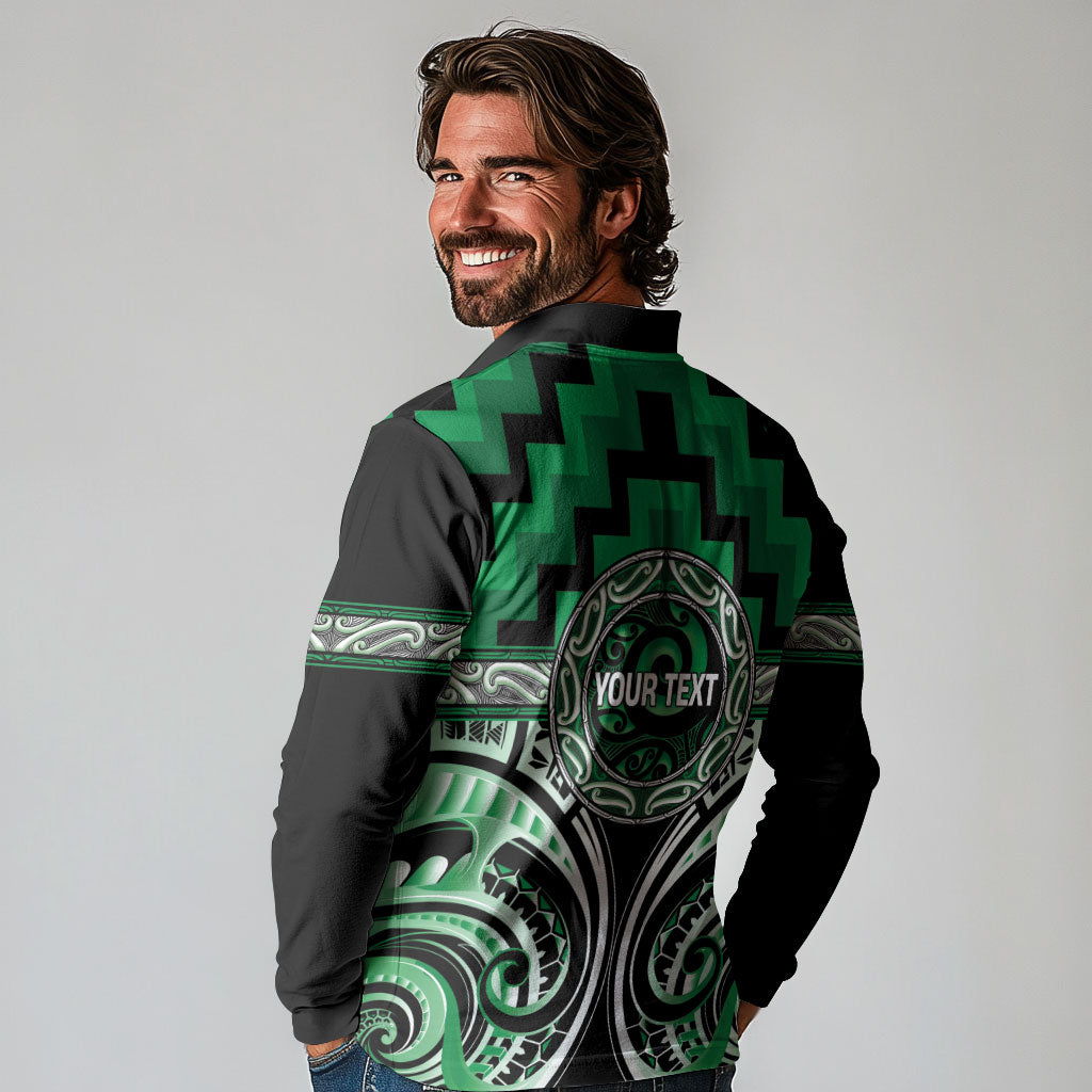 Aotearoa Ngati Maniapoto Personalised Long Sleeve Polo Shirt Maori Iwi Poutama Puhoro Tattoo