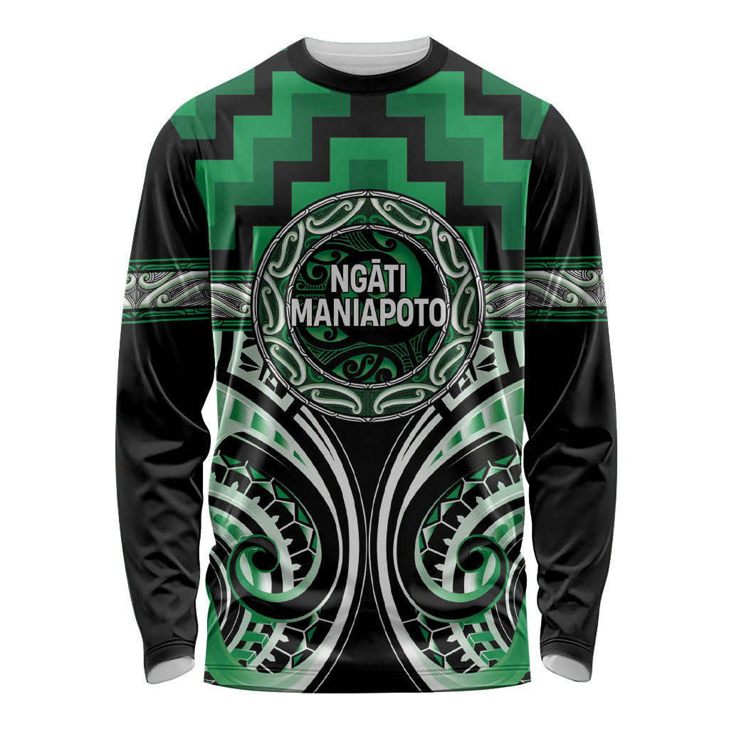 Aotearoa Ngati Maniapoto Personalised Long Sleeve Shirt Maori Iwi Poutama Puhoro Tattoo