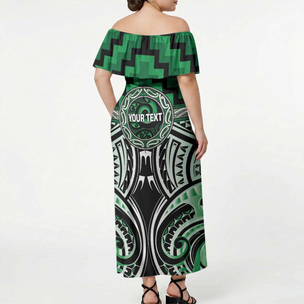 Aotearoa Ngati Maniapoto Personalised Off Shoulder Maxi Dress Maori Iwi Poutama Puhoro Tattoo
