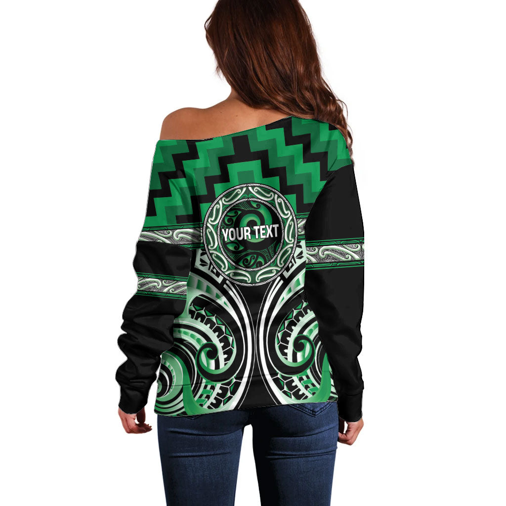 Aotearoa Ngati Maniapoto Personalised Off Shoulder Sweater Maori Iwi Poutama Puhoro Tattoo