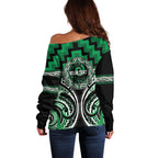 Aotearoa Ngati Maniapoto Personalised Off Shoulder Sweater Maori Iwi Poutama Puhoro Tattoo