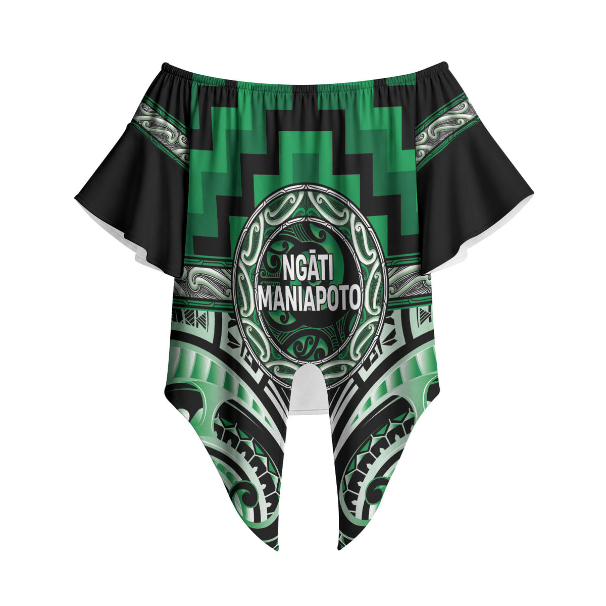 Aotearoa Ngati Maniapoto Personalised Off Shoulder Wrap Waist Top Maori Iwi Poutama Puhoro Tattoo