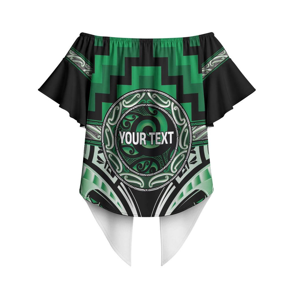 Aotearoa Ngati Maniapoto Personalised Off Shoulder Wrap Waist Top Maori Iwi Poutama Puhoro Tattoo