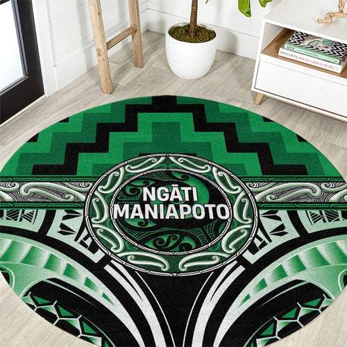 Aotearoa Ngati Maniapoto Round Carpet Maori Iwi Poutama Puhoro Tattoo