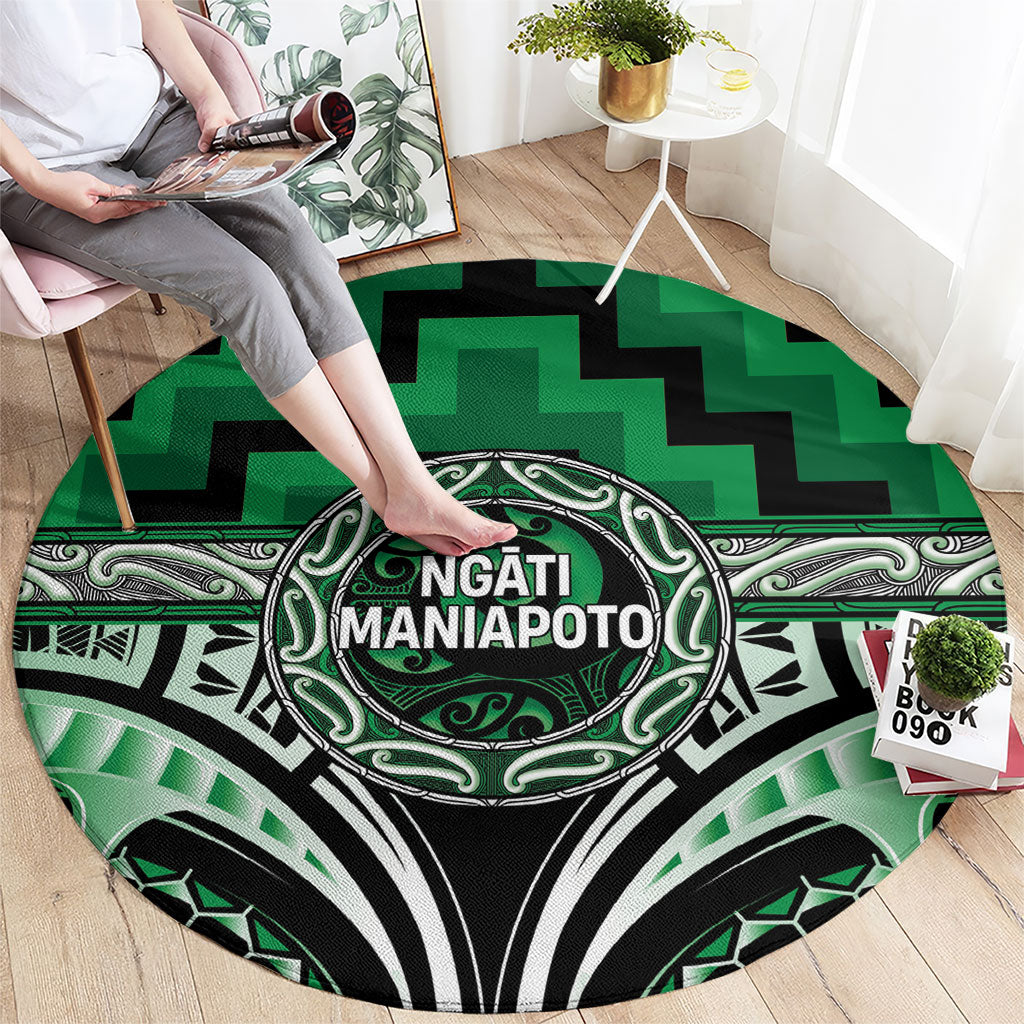 Aotearoa Ngati Maniapoto Round Carpet Maori Iwi Poutama Puhoro Tattoo