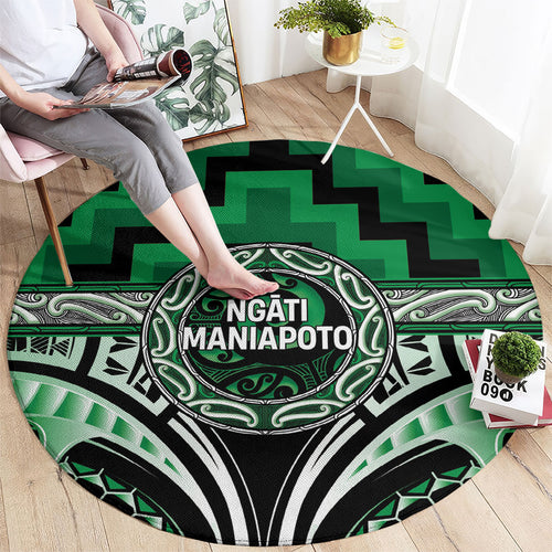 Aotearoa Ngati Maniapoto Round Carpet Maori Iwi Poutama Puhoro Tattoo