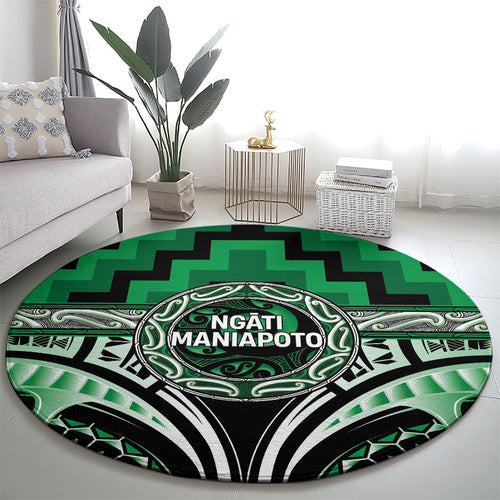 Aotearoa Ngati Maniapoto Round Carpet Maori Iwi Poutama Puhoro Tattoo