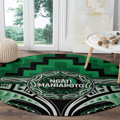 Aotearoa Ngati Maniapoto Round Carpet Maori Iwi Poutama Puhoro Tattoo