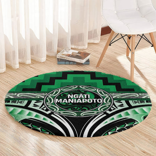 Aotearoa Ngati Maniapoto Round Carpet Maori Iwi Poutama Puhoro Tattoo
