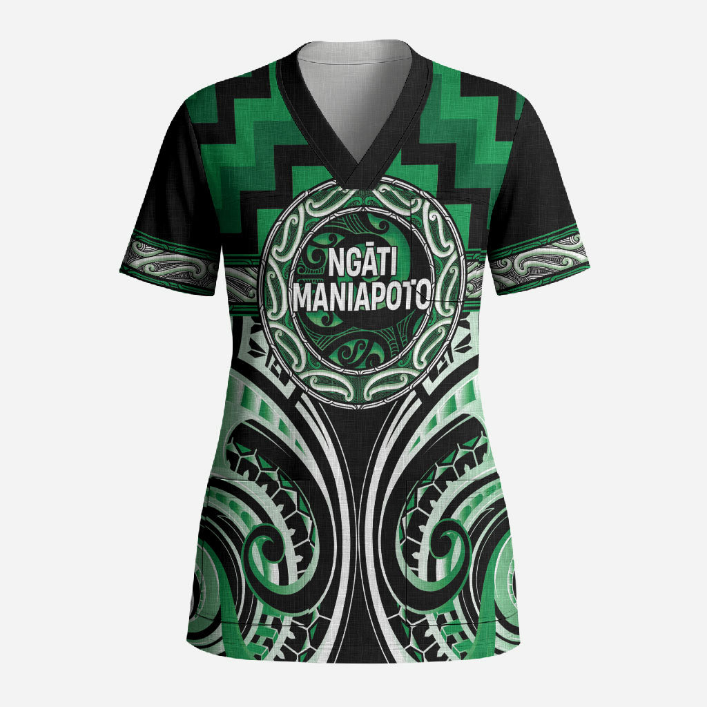 Aotearoa Ngati Maniapoto Personalised Scrub Top Maori Iwi Poutama Puhoro Tattoo