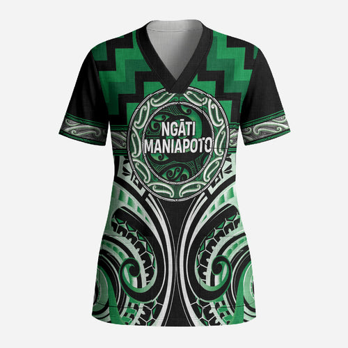 Aotearoa Ngati Maniapoto Personalised Scrub Top Maori Iwi Poutama Puhoro Tattoo