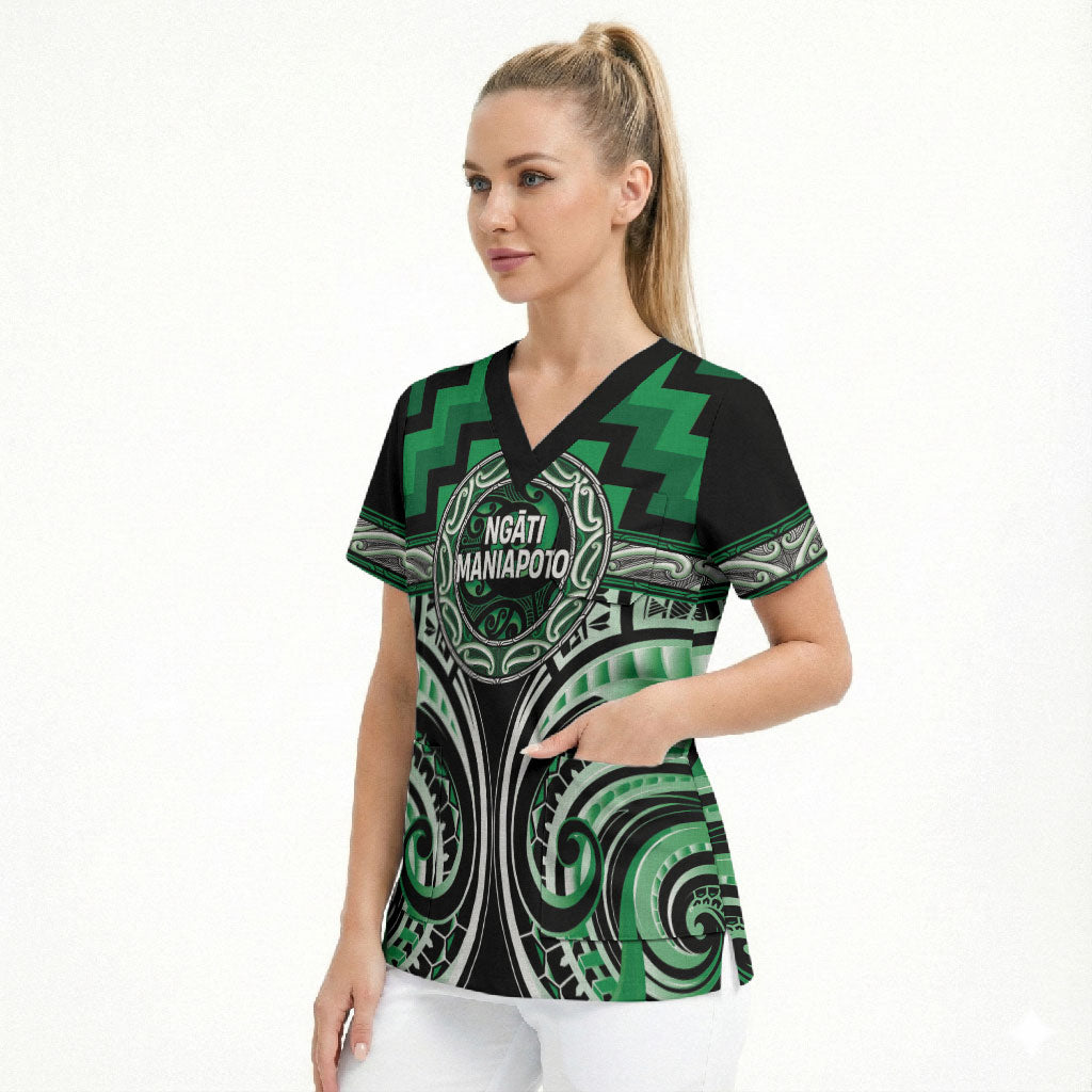 Aotearoa Ngati Maniapoto Personalised Scrub Top Maori Iwi Poutama Puhoro Tattoo
