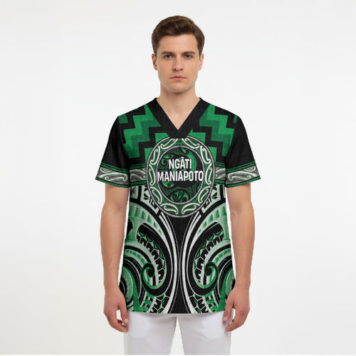 Aotearoa Ngati Maniapoto Personalised Scrub Top Maori Iwi Poutama Puhoro Tattoo