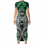 Aotearoa Ngati Maniapoto Personalised Short Sleeve Bodycon Dress Maori Iwi Poutama Puhoro Tattoo