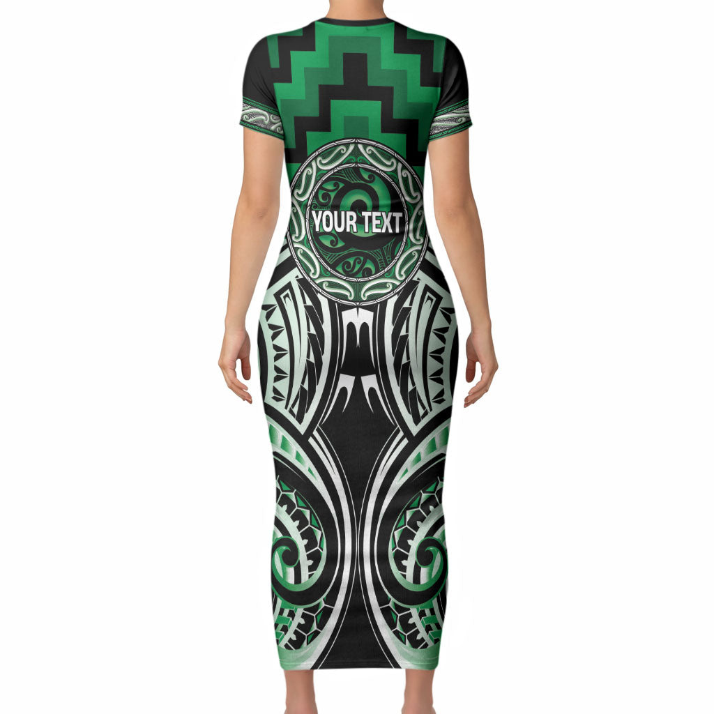 Aotearoa Ngati Maniapoto Personalised Short Sleeve Bodycon Dress Maori Iwi Poutama Puhoro Tattoo