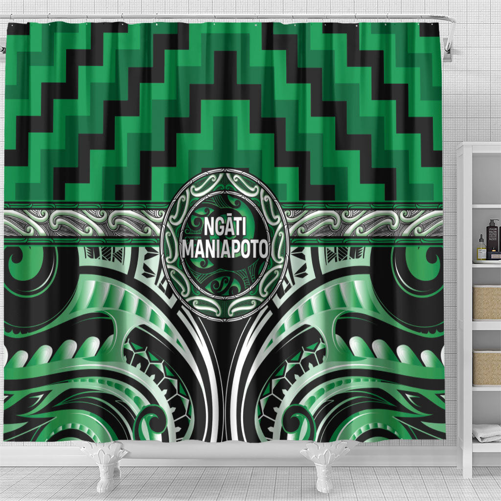 Aotearoa Ngati Maniapoto Shower Curtain Maori Iwi Poutama Puhoro Tattoo