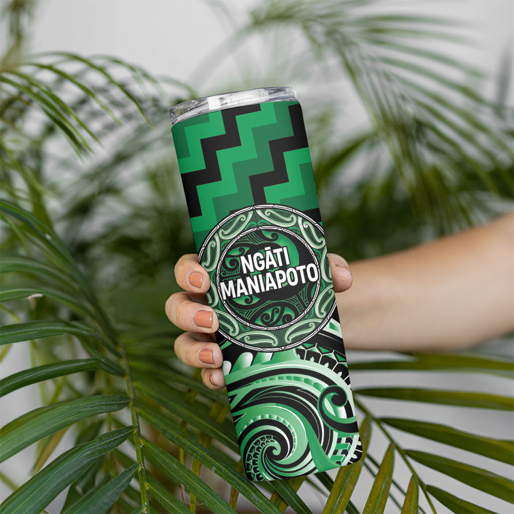 Aotearoa Ngati Maniapoto Personalised Skinny Tumbler Maori Iwi Poutama Puhoro Tattoo