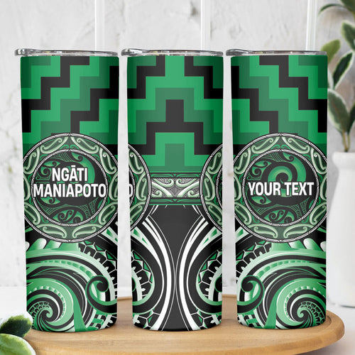 Aotearoa Ngati Maniapoto Personalised Skinny Tumbler Maori Iwi Poutama Puhoro Tattoo