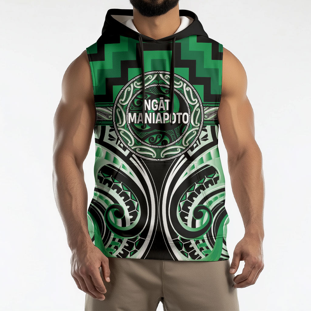 Aotearoa Ngati Maniapoto Personalised Sleeveless Hoodie Maori Iwi Poutama Puhoro Tattoo