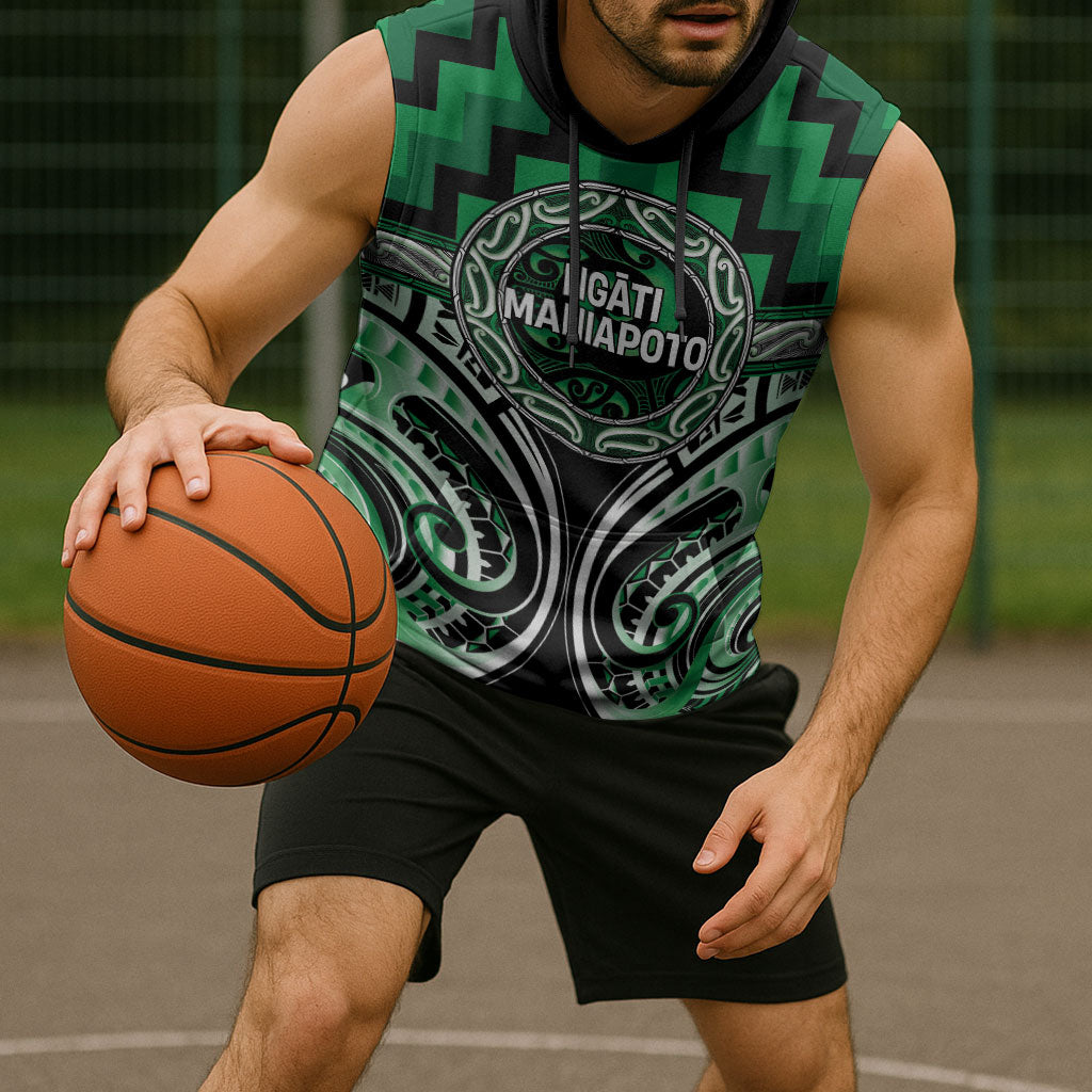 Aotearoa Ngati Maniapoto Personalised Sleeveless Hoodie Maori Iwi Poutama Puhoro Tattoo