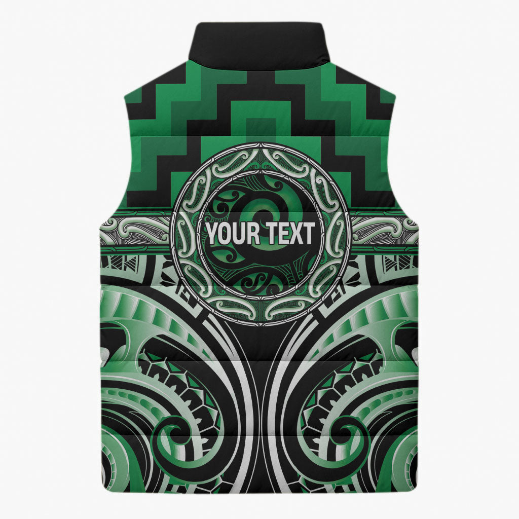 Aotearoa Ngati Maniapoto Personalised Sleeveless Puffer Jacket Maori Iwi Poutama Puhoro Tattoo