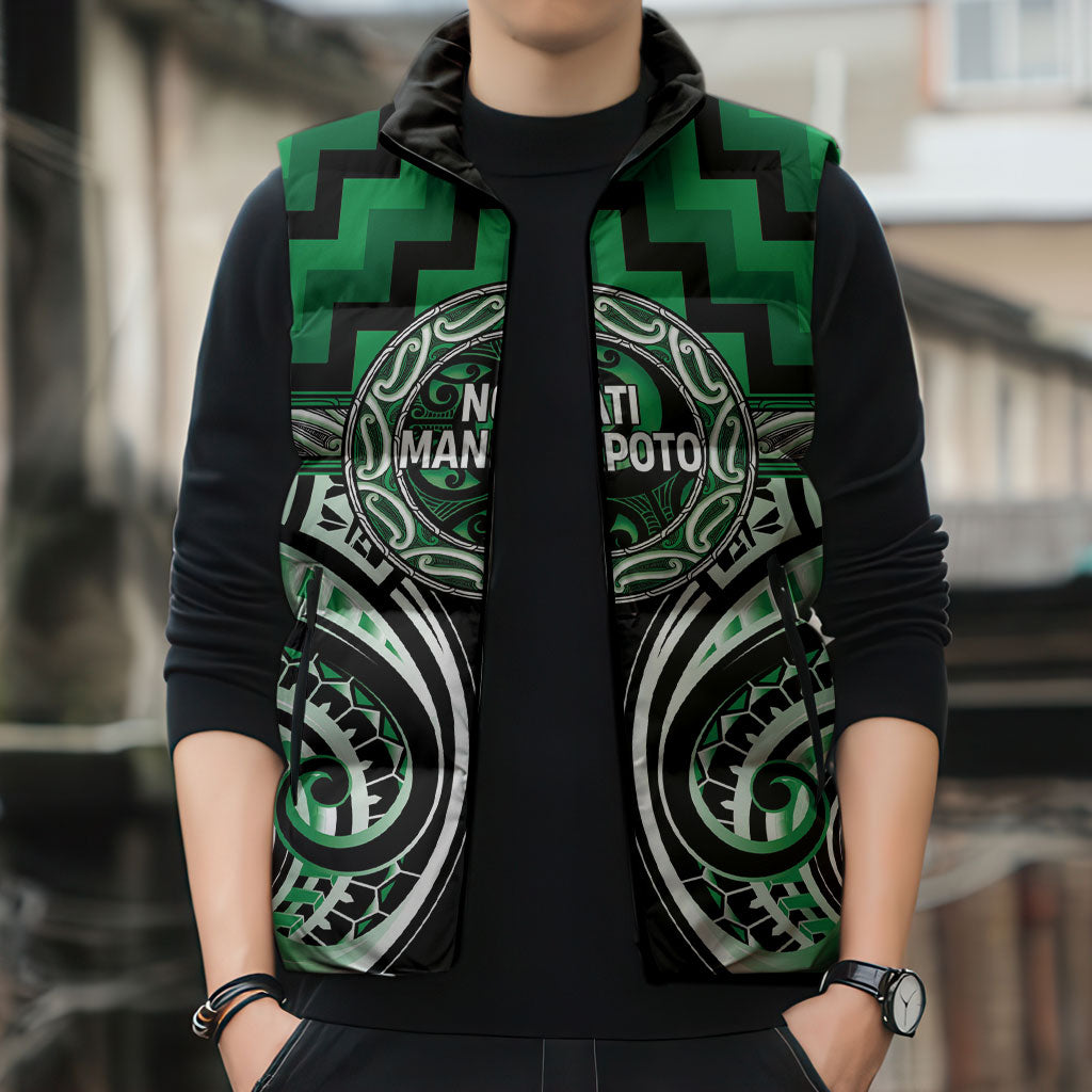 Aotearoa Ngati Maniapoto Personalised Sleeveless Puffer Jacket Maori Iwi Poutama Puhoro Tattoo