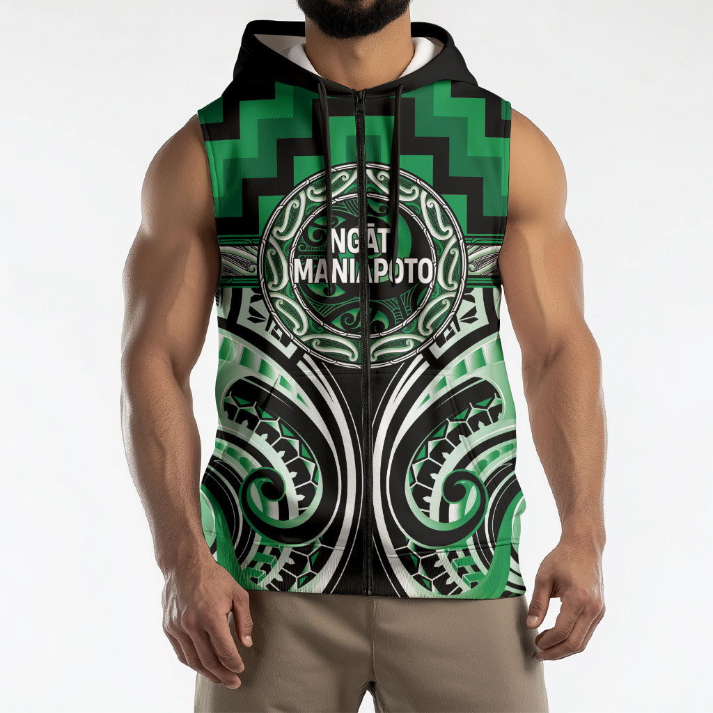 Aotearoa Ngati Maniapoto Personalised Sleeveless Zip Hoodie Maori Iwi Poutama Puhoro Tattoo