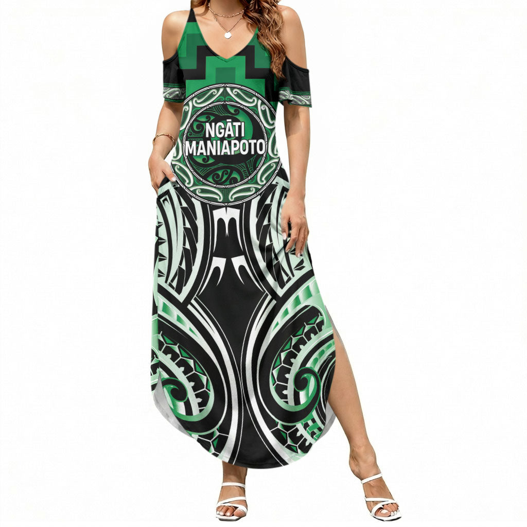 Aotearoa Ngati Maniapoto Personalised Summer Maxi Dress Maori Iwi Poutama Puhoro Tattoo