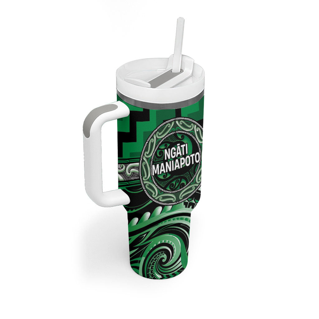Aotearoa Ngati Maniapoto Personalised Tumbler With Handle Maori Iwi Poutama Puhoro Tattoo