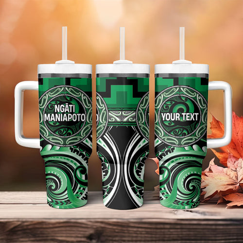 Aotearoa Ngati Maniapoto Personalised Tumbler With Handle Maori Iwi Poutama Puhoro Tattoo