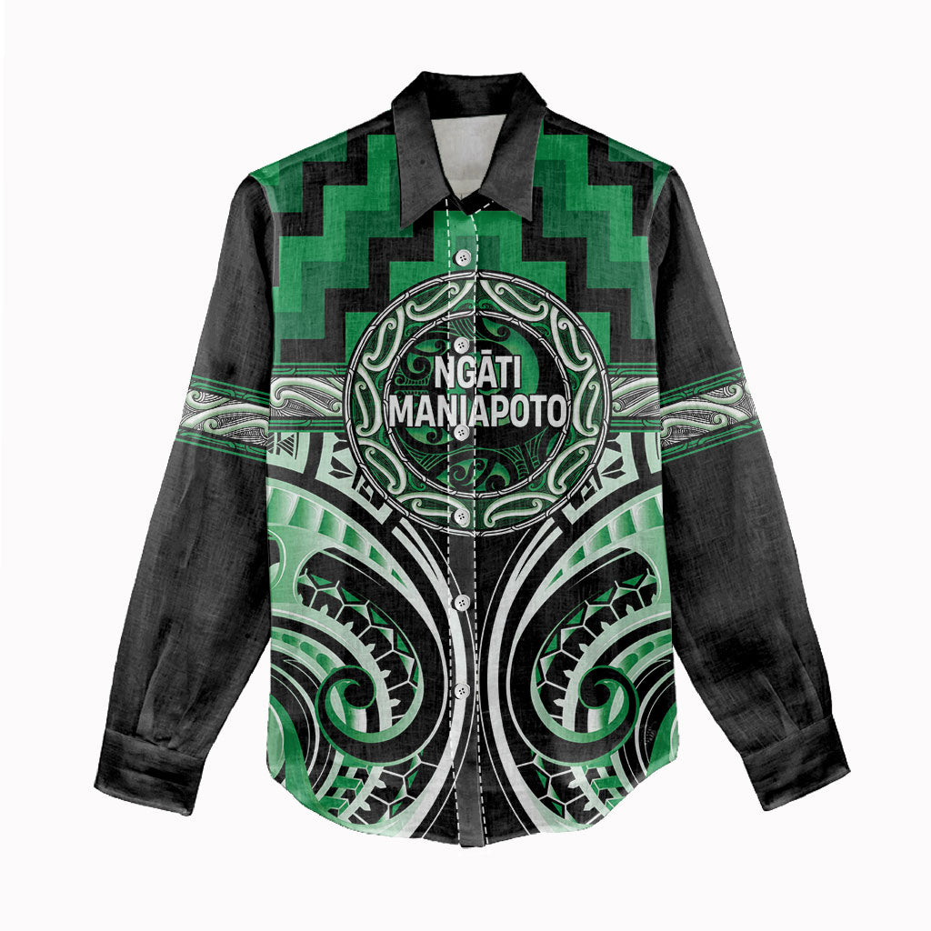 Aotearoa Ngati Maniapoto Personalised Women Casual Shirt Maori Iwi Poutama Puhoro Tattoo