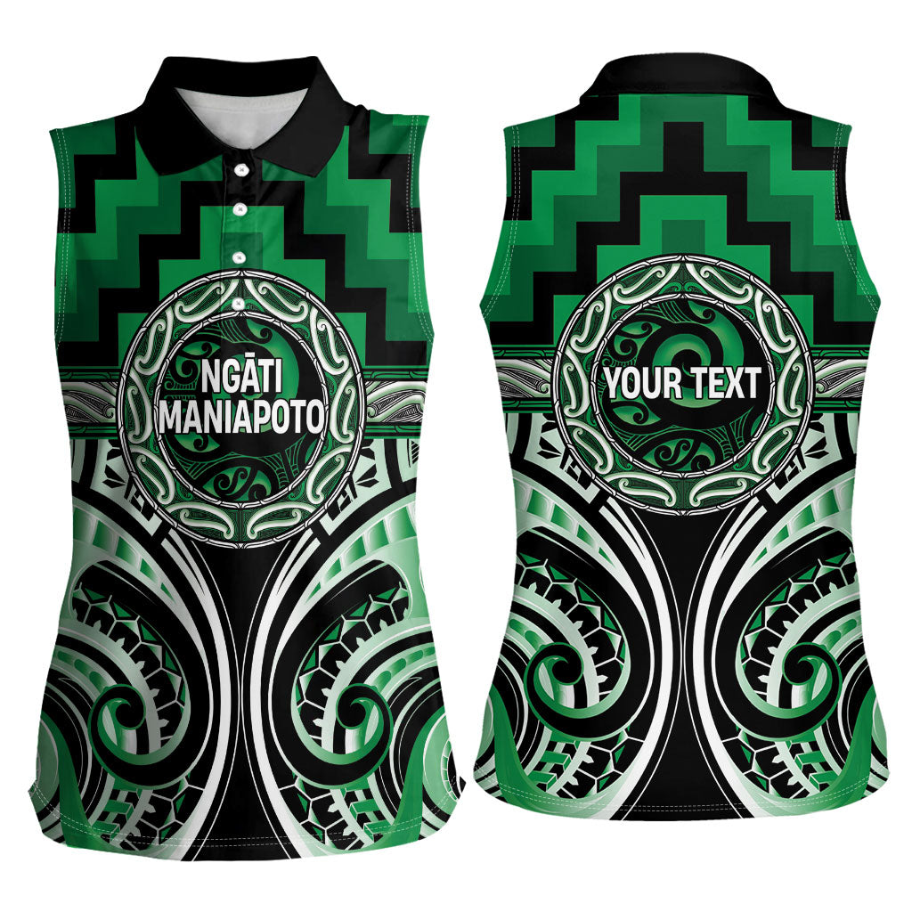 Aotearoa Ngati Maniapoto Personalised Women Sleeveless Polo Shirt Maori Iwi Poutama Puhoro Tattoo