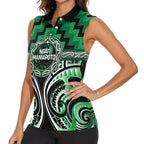 Aotearoa Ngati Maniapoto Personalised Women Sleeveless Polo Shirt Maori Iwi Poutama Puhoro Tattoo