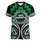 Aotearoa Ngati Maniapoto Personalised Women V-Neck T-Shirt Maori Iwi Poutama Puhoro Tattoo