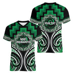 Aotearoa Ngati Maniapoto Personalised Women V-Neck T-Shirt Maori Iwi Poutama Puhoro Tattoo