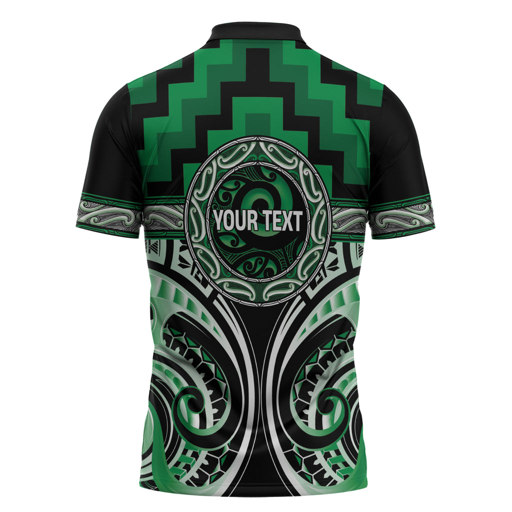 Aotearoa Ngati Maniapoto Personalised Zipper Polo Shirt Maori Iwi Poutama Puhoro Tattoo