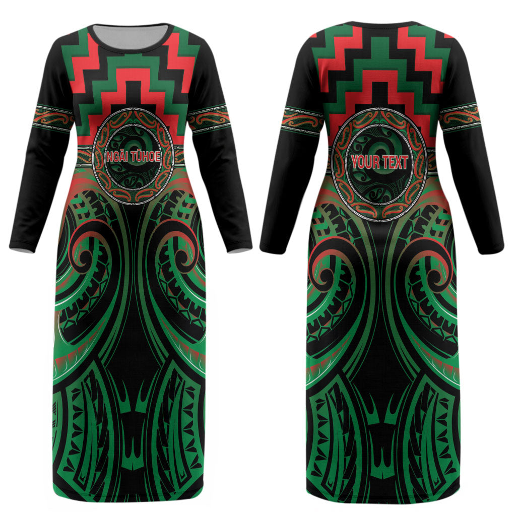Aotearoa Ngai Tuhoe Personalised Couples Matching Long Sleeve Bodycon Dress and Hawaiian Shirt Maori Iwi Poutama Puhoro Tattoo
