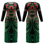 Aotearoa Ngai Tuhoe Personalised Couples Matching Long Sleeve Bodycon Dress and Hawaiian Shirt Maori Iwi Poutama Puhoro Tattoo