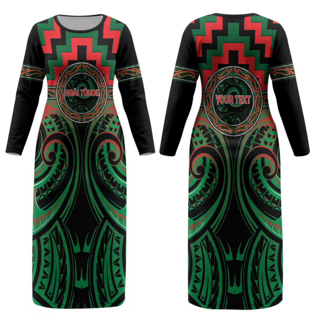 Aotearoa Ngai Tuhoe Personalised Couples Matching Long Sleeve Bodycon Dress and Long Sleeve Button Shirt Maori Iwi Poutama Puhoro Tattoo