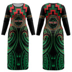 Aotearoa Ngai Tuhoe Personalised Couples Matching Long Sleeve Bodycon Dress and Long Sleeve Button Shirt Maori Iwi Poutama Puhoro Tattoo