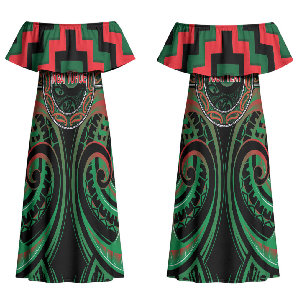 Aotearoa Ngai Tuhoe Personalised Couples Matching Off Shoulder Maxi Dress and Hawaiian Shirt Maori Iwi Poutama Puhoro Tattoo