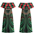 Aotearoa Ngai Tuhoe Personalised Couples Matching Off Shoulder Maxi Dress and Hawaiian Shirt Maori Iwi Poutama Puhoro Tattoo