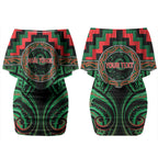 Aotearoa Ngai Tuhoe Personalised Couples Matching Off Shoulder Short Dress and Hawaiian Shirt Maori Iwi Poutama Puhoro Tattoo